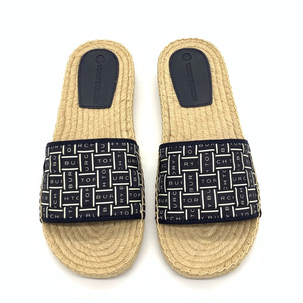 NIB TORY BURCH Tory Ribbon Espadrille Slide - Picture 3 of 6